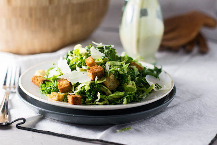 Skinny Kale & Brussels Sprout Caesar Salad